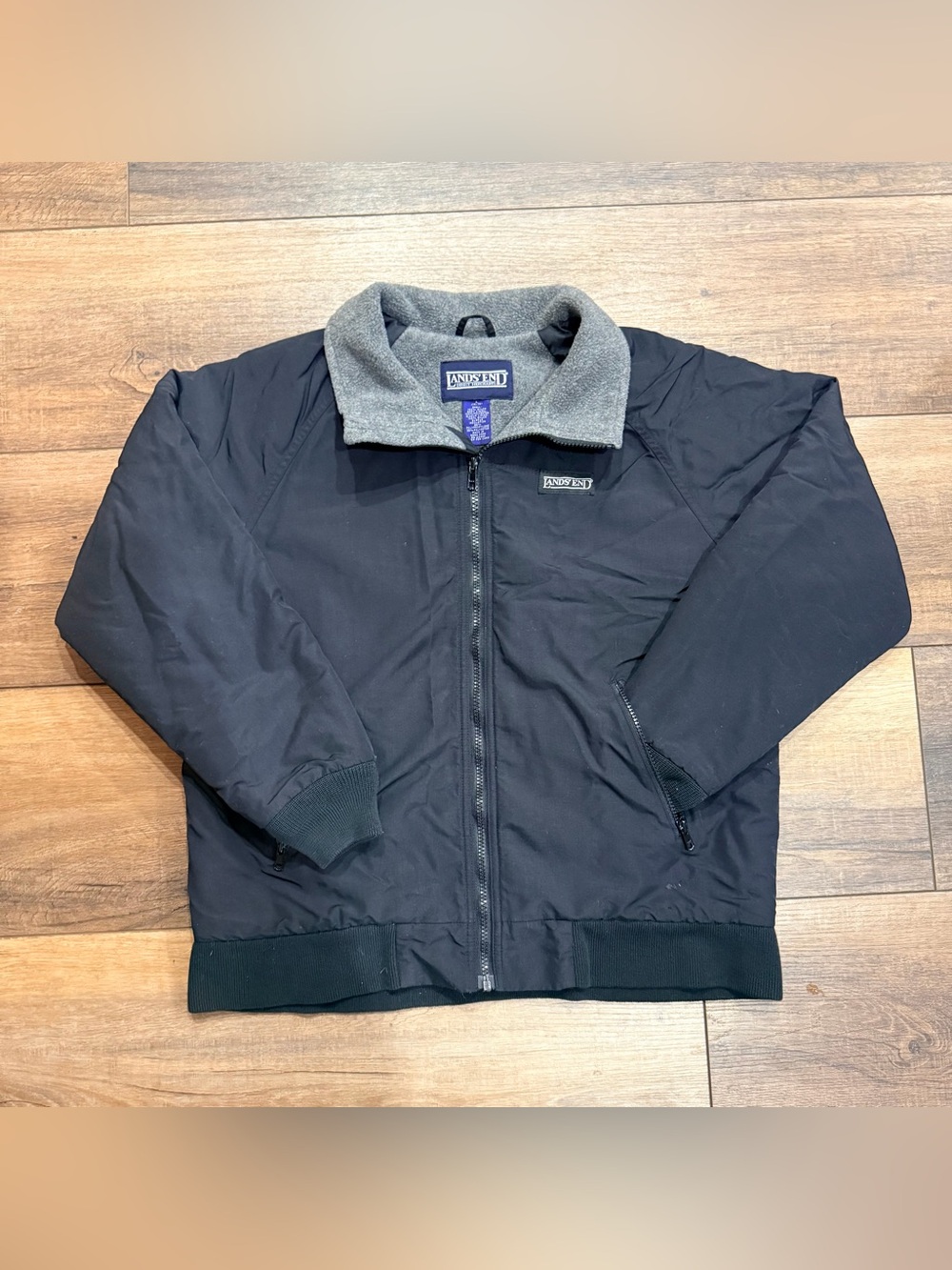 Lands' End Black Fleece Lined Jacket Size Large